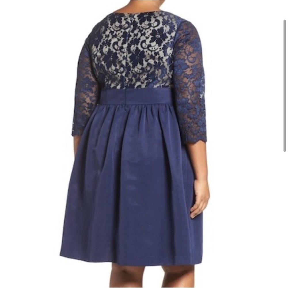 🕶️Eliza J Lace & Faille Black Semi Formal V neck Dress w pockets 14 - Picture 3 of 7